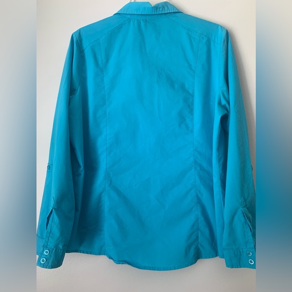 Cathy Blue Buttoned Down Detailed Tailored Shirt with zipper Pockets - Picture 9 of 9